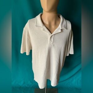 Banana Republic Men's Off-White/Cream Honeycomb Sweater Polo Shirt, Size Large